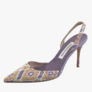 Manolo blahnik python printed Carolyn sling back pump 38.5/8.5